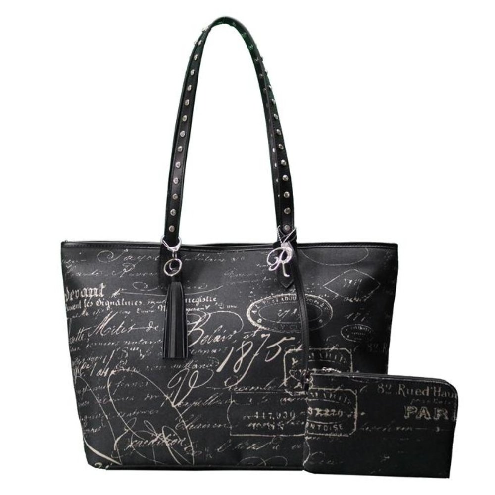 Raviani Black Tapestry Tote Bag